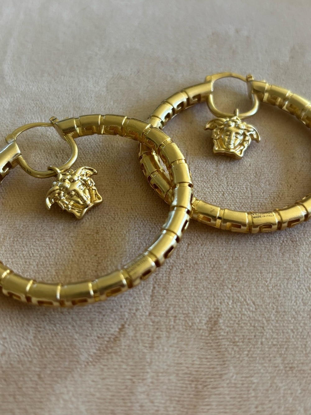 Vintage Versace Gold-Tone Medusa Hoop Earrings - Women Jewelry - Picture 8 of 11
